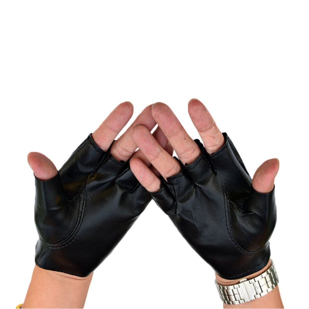 fingerless studded leather gloves