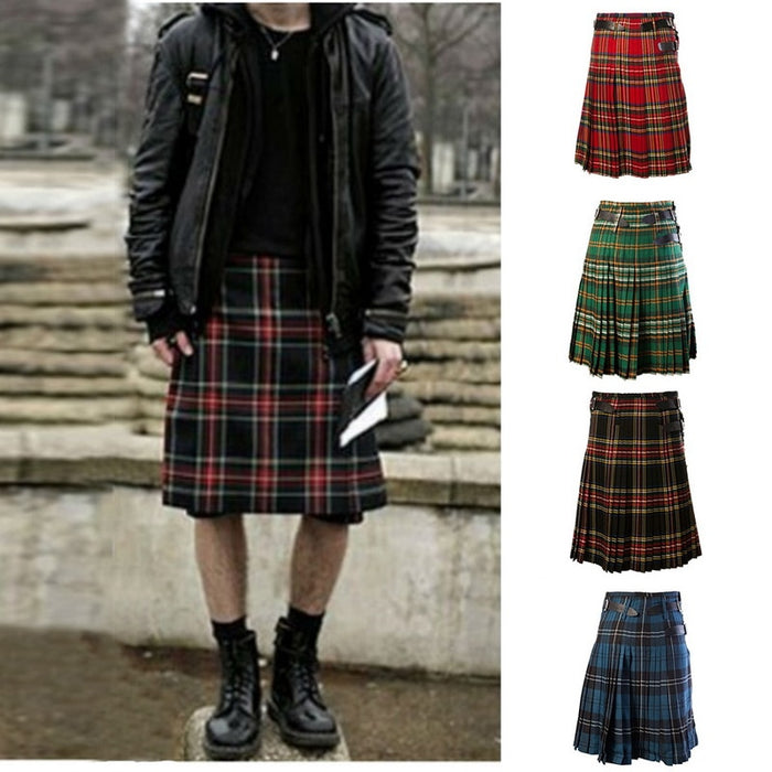 Plaid Belt Pleated