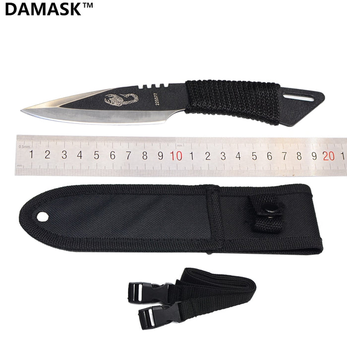 Multifunctional Outdoor Survival Fixed Blade Knife Tactical Paratrooper Leggings Top Knife Damask Hunting Fighting Hand Tools