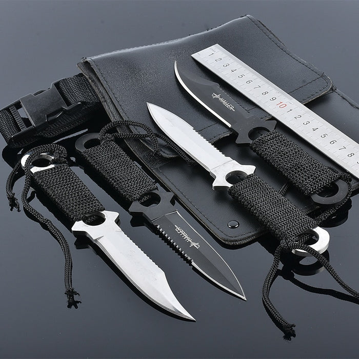 4pcs/set  high quality Swiss Puttee straight knife outdoor survival portable Army Knife tool Counter Strike Tactical Knife