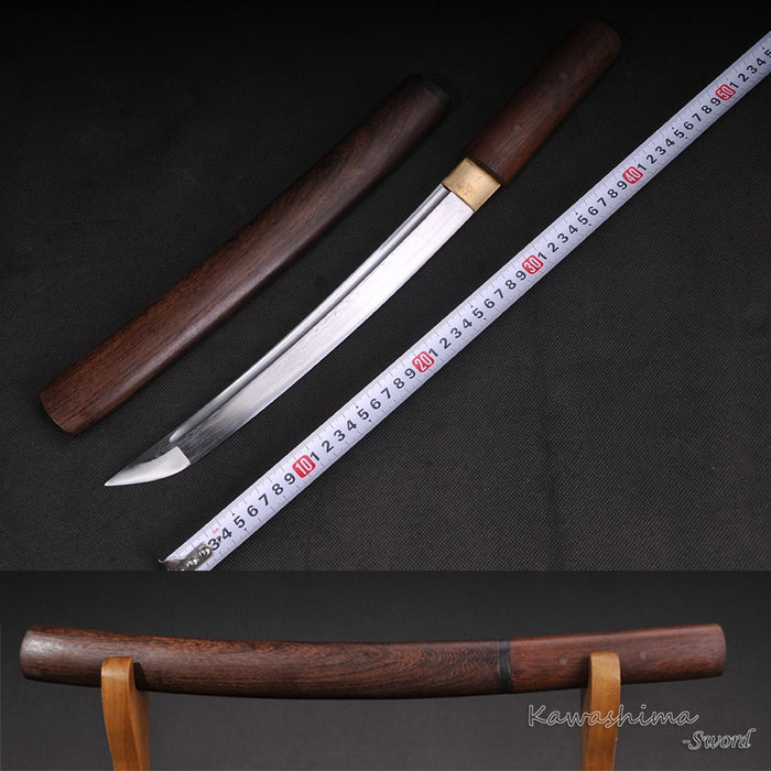 Japanese Tanto Folded Steel  Dagger Short Sword Rose Wood Scabbard Sharpness Ready For Cutting Full Tang Supply