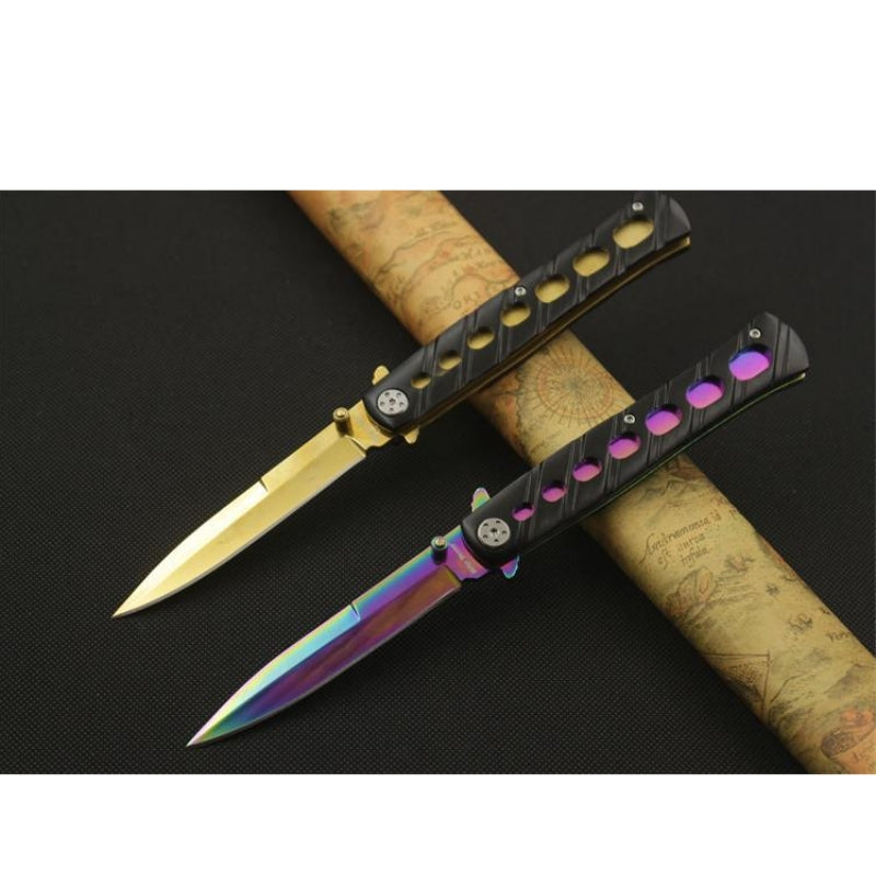 DUAN FA pocket knife rainbow color Fruit knife survival camping outdoor folding knife outdoor karambit tactical knife blade