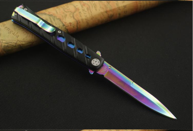 DUAN FA pocket knife rainbow color Fruit knife survival camping outdoor folding knife outdoor karambit tactical knife blade