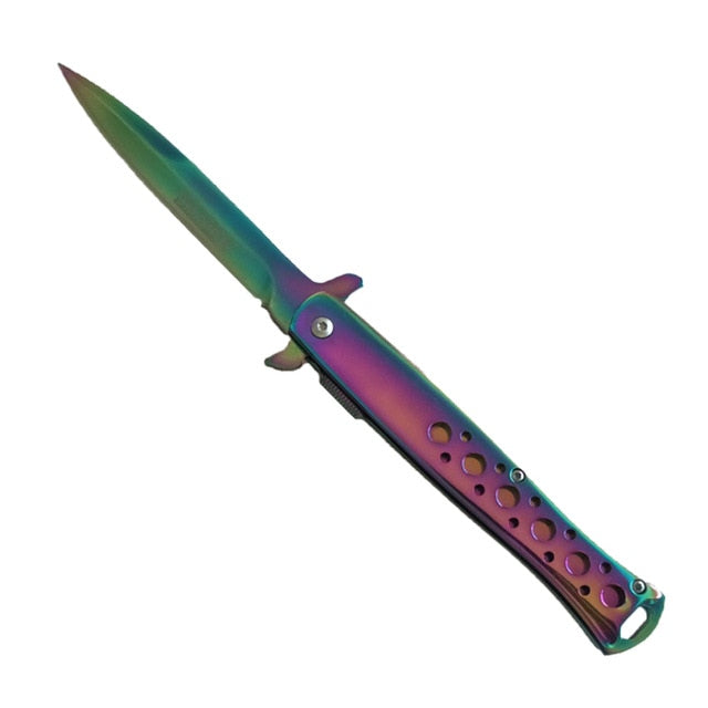 DUAN FA pocket knife rainbow color Fruit knife survival camping outdoor folding knife outdoor karambit tactical knife blade