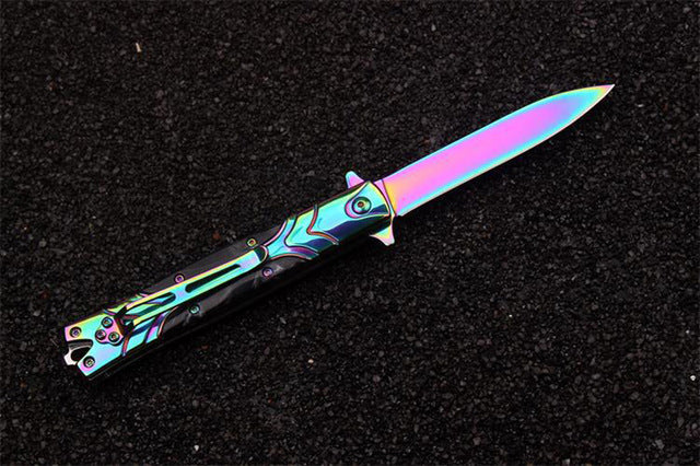 DUAN FA pocket knife rainbow color Fruit knife survival camping outdoor folding knife outdoor karambit tactical knife blade