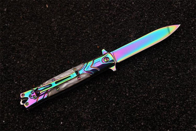 DUAN FA pocket knife rainbow color Fruit knife survival camping outdoor folding knife outdoor karambit tactical knife blade