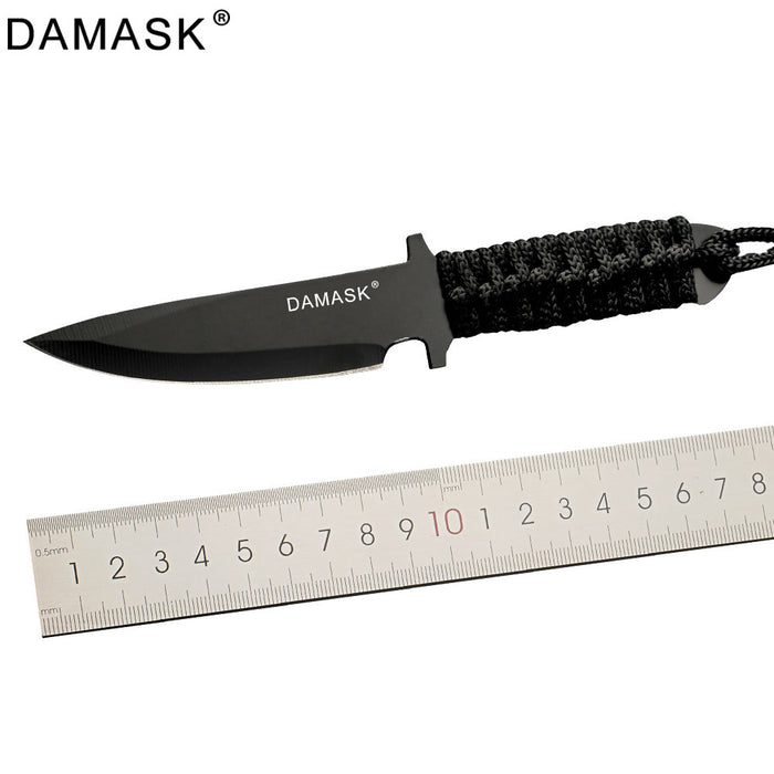 DAMASK Master Made Fixed Stainless Steel Outdoor Knife 3Cr13 High Hardness Hunting Surivival Black Knife Tactical Hand Tools