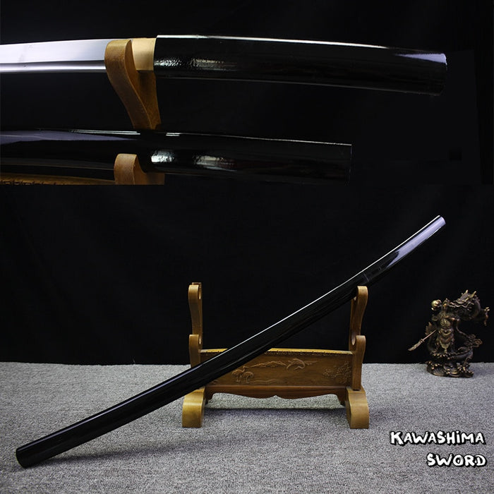 Martial Arts Supply For Handforged Japanese Shirasaya Samurai Katana Sharp Sword 1045 Carbon Steel Black Glossy Painting