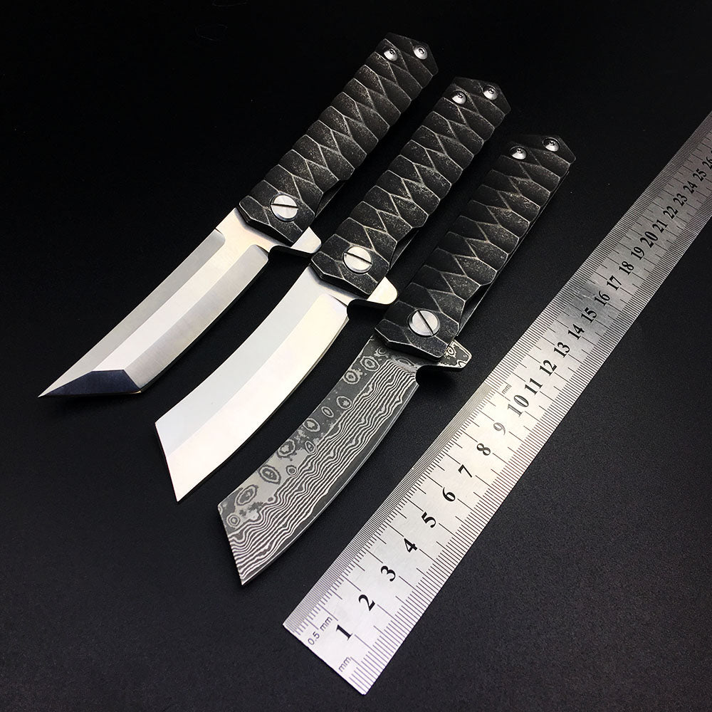 Kwaiken D2 Tanto Knife Folding Tactical Razor Damascus Bearing Hunting Survival Pocket Knives Outdoor Combat Camping EDC Tool