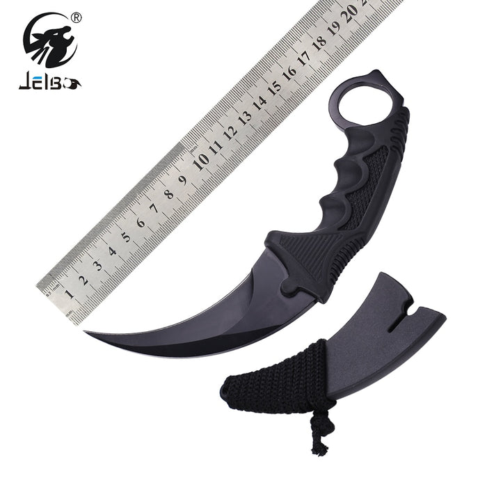 JelBo Karambit Knife with Sheath 1PCS Outdoor Hunting Survival Tools Knife Outdoor Survival Hunting Tactical Combat Hand Tools