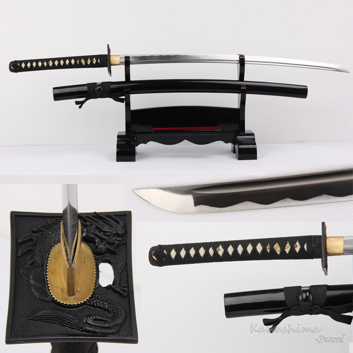 Handforged  Iaito Sword Japanese Katana Real Steel Blade No sharp/ Sharpness For Practice- Square Dragon Tsuba Full Tang