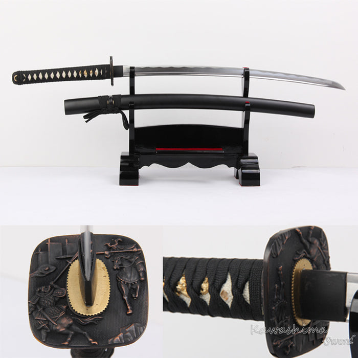 Japanese Katana High Carbon Steel Real Samurai Sword No Sharp/ Sharpness For Iaito Practice Full Tang Wood Sheath Light Weight