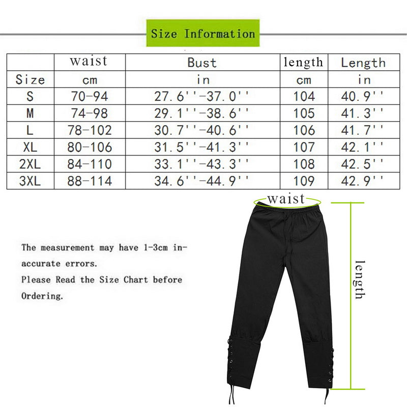 SHUJIN Men Retro Medieval Costume Lace-Up Bandage Pants Larp Capris Trousers Vintage Cotton Joggers For Men Quick Dry Casual 3XL